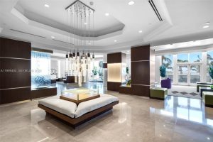 Luxury interior design of the Green Diamond Miami Beach lobby