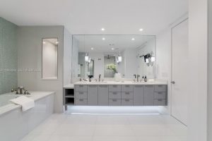 High-end marble bathroom and designer fixtures at The Bath Club Miami Beach