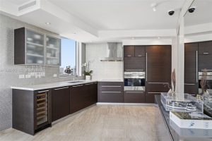 Modern designer kitchen with high-end appliances at Capri South Beach