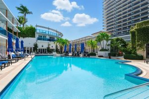 Luxury swimming pool and private beach access at The Bath Club Miami Beach