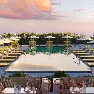 Resort-style rooftop pool at The Standard Residences Midtown Miami
