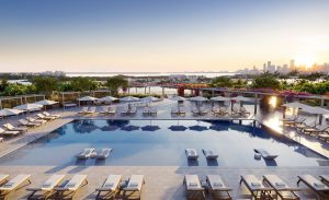 Resort-style pool and Canopy Club amenities at Five Park Miami Beach