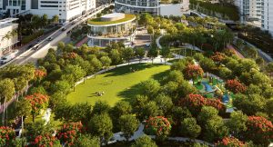 Lush three-acre Canopy Park at Five Park Miami Beach